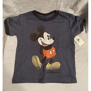 NEW Walt Disney Parks Child Gray Vintage Mickey Mouse Ringer T-Shirt Size 36mo